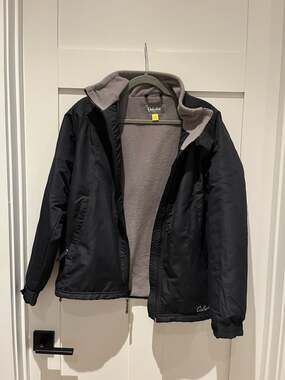 Cabela's Men's Black Fleece Lined Full Zip Windbreaker Jacket Size Medium